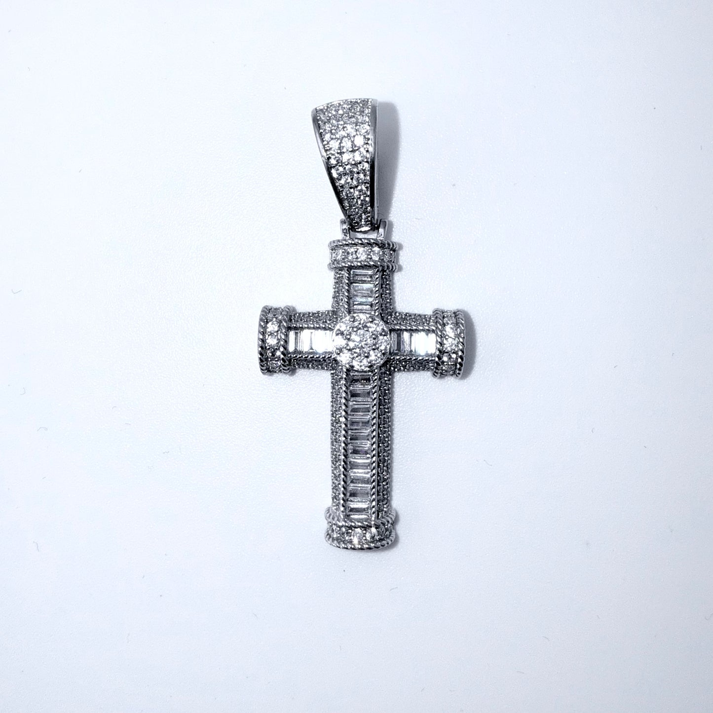Real 925 Sterling Silver CZ Cross Pendant