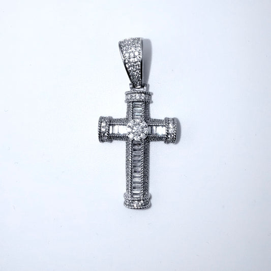 Real 925 Sterling Silver CZ Cross Pendant