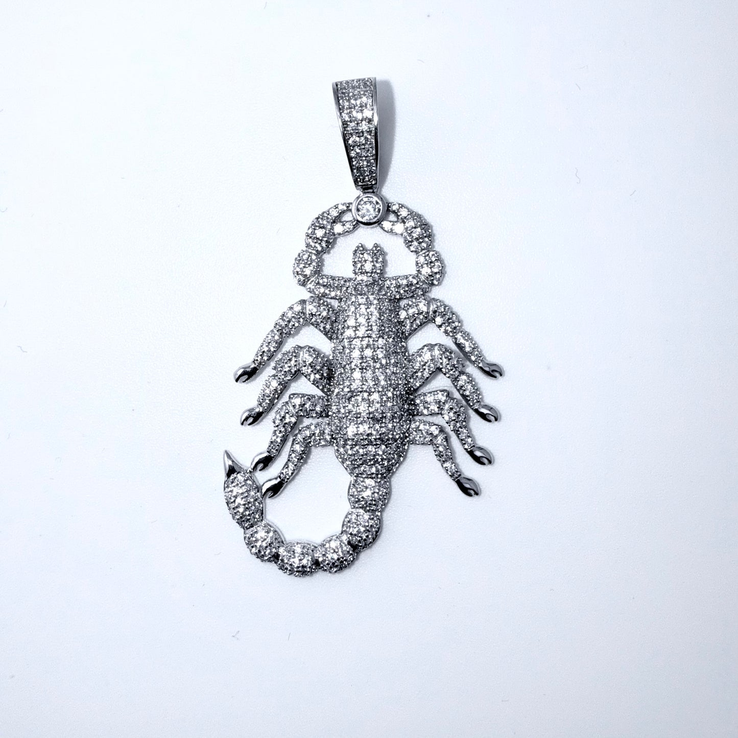 Real 925 Sterling Silver CZ Scorpion Pendant