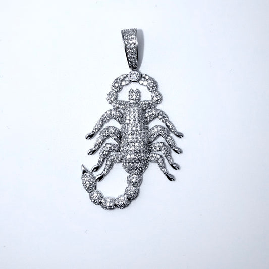 Real 925 Sterling Silver CZ Scorpion Pendant