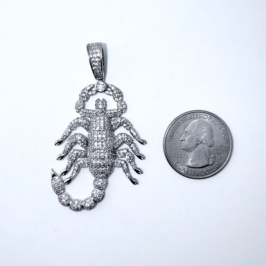 Real 925 Sterling Silver CZ Scorpion Pendant