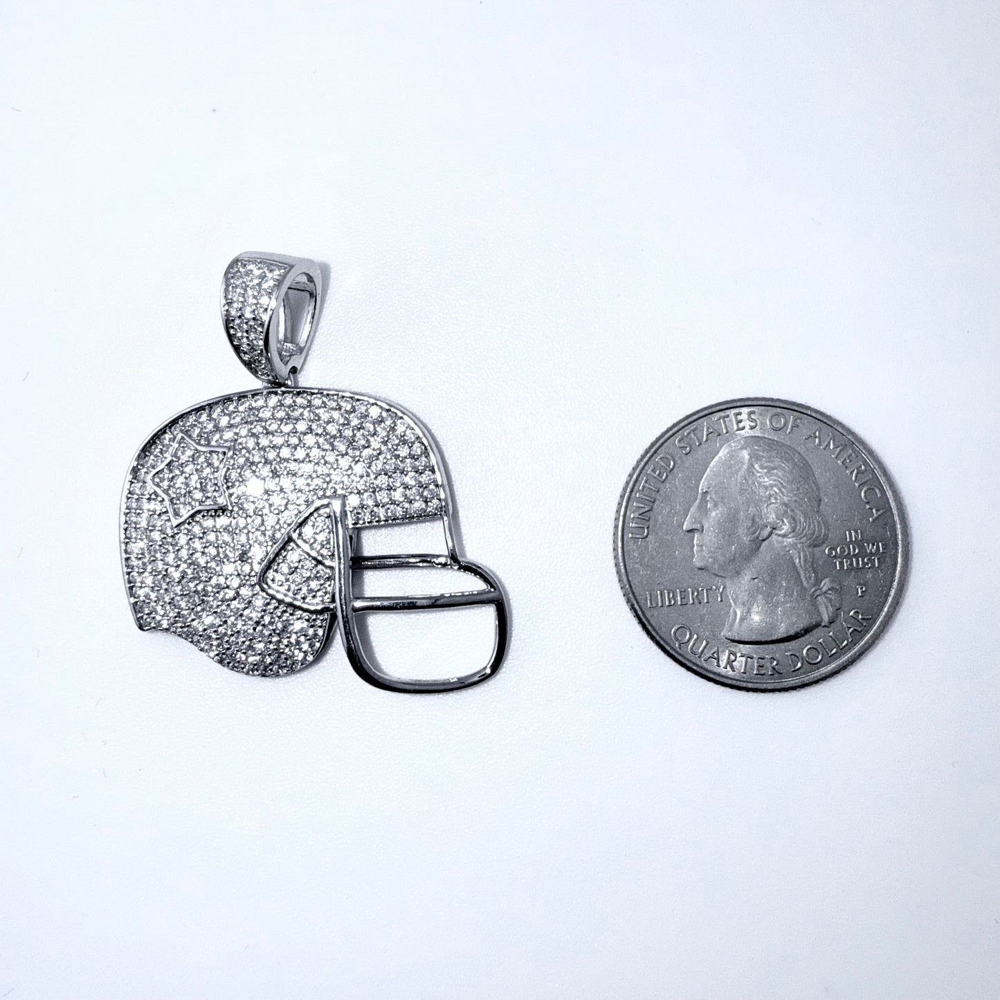Real 925 Sterling Silver CZ Football Helmet Pendant