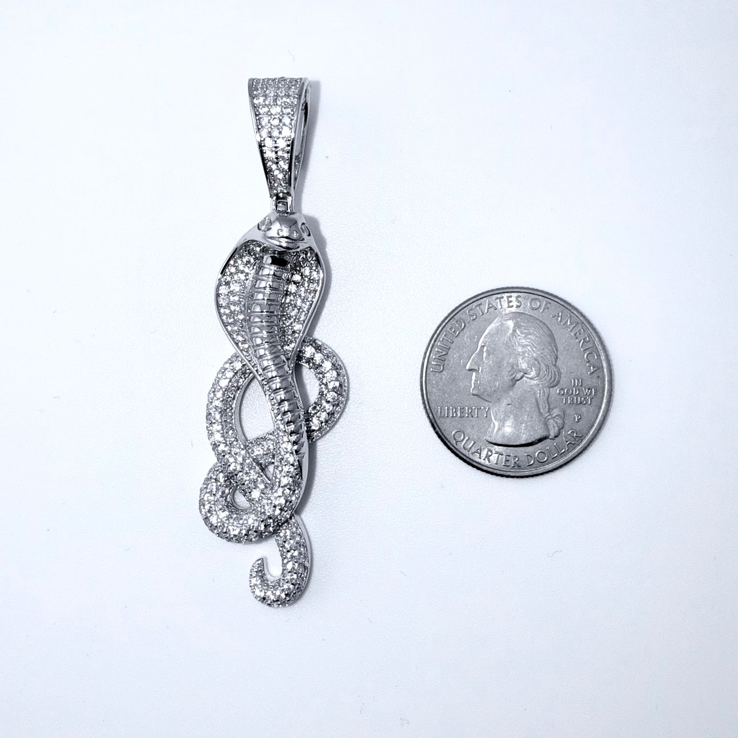 Real 925 Sterling Silver CZ Cobra Pendant