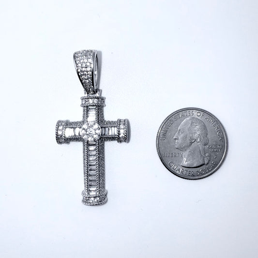 Real 925 Sterling Silver CZ Cross Pendant