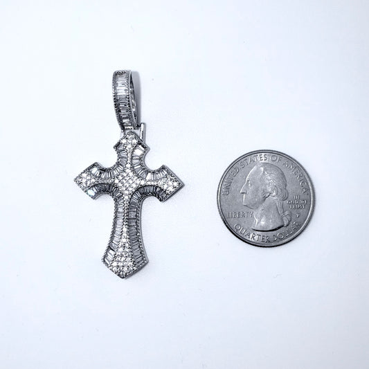 Real 925 Sterling Silver CZ Cross Pendant